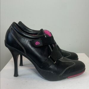 Y2K Dollhouse Black Moto Heels with Pink Details